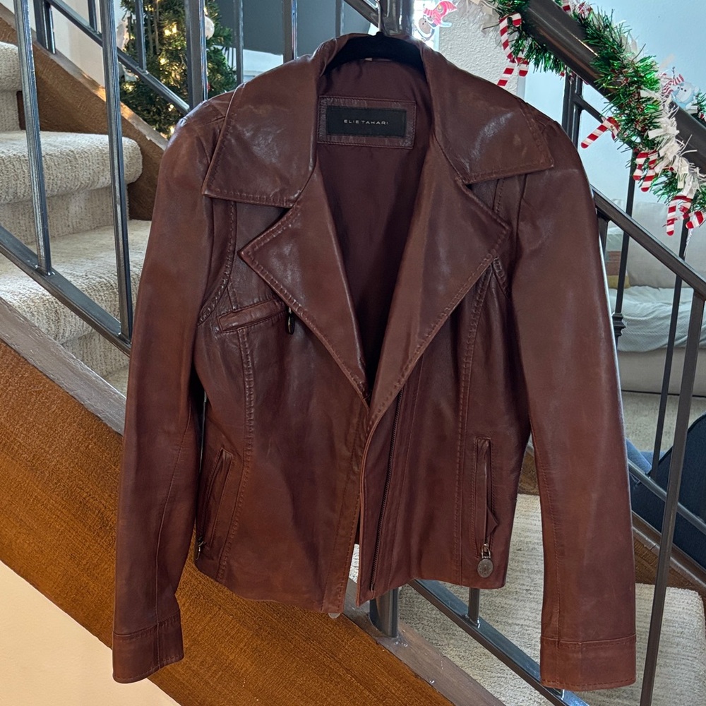 Elie Tahari Auburn Leather Jacket